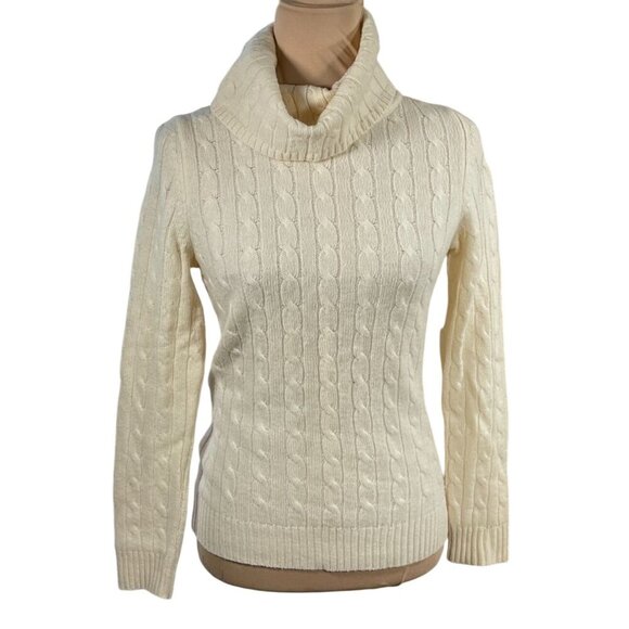 Ann Taylor Cable Knit Sweater Cowl Neck Cream Size XS Extra Small - Picture 1 of 5